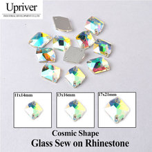 Upriver All Sizes Glass Cosmic shape Crystal AB Sew On Stone Flatback Sewing rhinestones 2 holes For DIY Dress Garment Bag 2024 - buy cheap