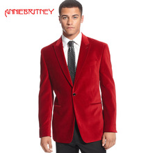 2018 винно-красный мужской костюм для свадебной вечеринки, бархатный блейзер на заказ, классический пиджак с острым отворотом, строгий смокинг, 2 предмета 2024 - купить недорого