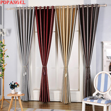 Popangel Hot Sale 4 Colors Available Stripe Blackout Thermal Insulated Classic Living Room Window Finished Curtain Fabric 2024 - buy cheap