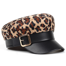 VORON women fashion beret cap Leopard print Navy cap winter warm hats female new berets street style cool hats 2024 - buy cheap