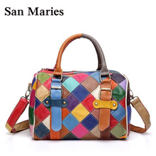 San Maries Colorful Designer Handbag Luxury Brand Boston Crossbody Bag Patchwork Plaid Ladies Tote 2024 - buy cheap