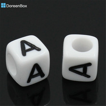 Doreen Box en oferta, alfabeto/letra "A", Blanco 6x6mm, agujero: aproximadamente 3,5mm,500 Uds. (B26934) 2024 - compra barato