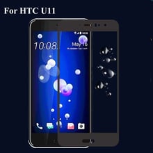 Protetor de tela ultrafino preto vidro temperado, 2 peças para htc u11 u 11 película protetora para htc u11 u 11 2024 - compre barato