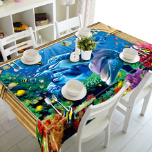3D Tablecloth Underwater World Dolphins Turtles Christmas Washable Cloth Thicken Rectangular and Round Wedding Table Cloth 2024 - buy cheap