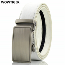 WOWTIGER-Cinturón de cuero con hebilla automática para hombre, de marca de lujo, color blanco 2024 - compra barato