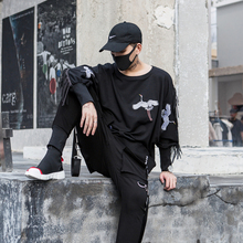 2019 Novo Estilo Japonês de Rua Elegante Padrão de Bordado Pullover Camisolas Dos Homens Hip Hop Moda Masculina Robben Urdidura Streetwear 2024 - compre barato