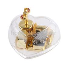 Acrylic Heart Bowknot Clockwork Music Box Melody Play Box Kids Christmas Gift 2024 - buy cheap