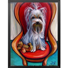 Cuadro de Yorkshire Terrier con bordado de diamantes 5D, punto de cruz, 3D, mosaico de diamantes, costura, manualidades, navidad 2024 - compra barato