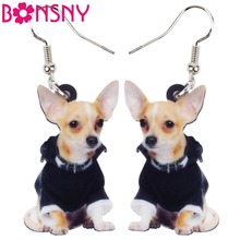 Bonsny Acrylic Anime Dangle Drop Novelty Chihuahua Dog Big Long Earrings Fashion Animal Jewelry For Girls Women Ladies Wholesale 2024 - buy cheap