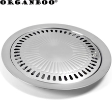 Bandeja redonda de aço inoxidável ao ar livre churrasco coreano portátil bandeja de cozimento doméstico churrasqueira acessórios para churrasco ferramentas 2024 - compre barato