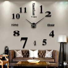 Большие настенные часы, черные/Серебристые модные часы, 3D настоящие Большие зеркальные часы, зеркальные часы, настенная наклейка «сделай сам», декор для гостиной 2024 - купить недорого