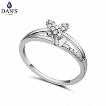 DAN'S Element Brand Real AAA Zirconia  Micro Inlays White Gold Color Butterfly Ring Party For Women Valentine Gift 110728White 2024 - buy cheap