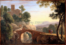 free shipping classical landscape oil painting canvas prints small bridge water scenery oil painting printed on canvas picture 2024 - buy cheap