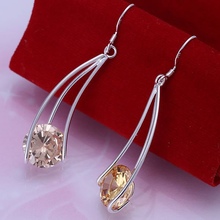 Hot Sale!!Free Shipping 925 Silver Earring,Fashion Sterling Silver Jewelry Yellow Zircon Earrings SMTE163 2024 - buy cheap