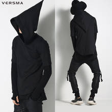 VERSMA 2017 Harajuku Men's Hooded Black Witch Hat Hip Hop Men Hoodies and Sweatshirts Short Sleeve Hood Coats Outwear Streetwear 2024 - buy cheap