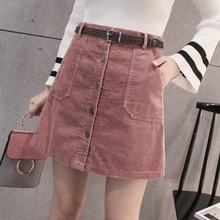 Winter Autumn Corduroy Skirt Ladies Fashion High Waist Skirts Women's Casual Fashion Black Khaki Pink Mini 2024 - buy cheap