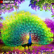 HOMFUN 5D DIY Diamond Painting Full Square/Round Drill "Animal peacock" 3D Embroidery Cross Stitch gift Home Decor A00652 2024 - buy cheap