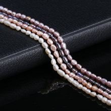 Perlas naturales cultivadas en agua dulce, cuentas con forma de arroz, perlas 100% naturales para la fabricación de joyas, hebra DIY, 13 pulgadas, tamaño 3-4mm 2024 - compra barato
