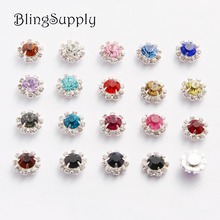 Free shipping 12mm sparkle rhinestone button flatback silver plating for hair accessory 50PCS/lot(BTN-5251) 2024 - buy cheap