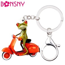 Bonsny-llaveros acrílicos de motocicleta para mujer y niña, llaveros, anillos con colgante de dibujos animados de animales, joyería para bolso, regalo de coche 2024 - compra barato