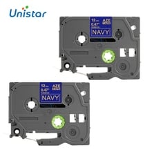 Unistar 2pcs Satin Ribbon Tape Compatible for Brother P-Touch 12mm TZe-RN34 TZ-RN34 Label Tape Navy Color PTD200, PTD600 Printer 2024 - buy cheap