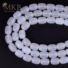 Piedras Naturales 11*14mm ágata blanca barril cuentas para la fabricación de joyas 15 "encanto espaciador cuentas ajuste Diy pulsera collar joyería 2024 - compra barato