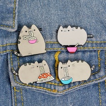 Exquisito gato gordo de dibujos animados a la moda, broche creativo divertido, gorra, mochila, accesorios de ropa, regalo 2024 - compra barato