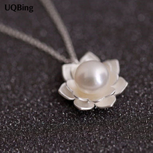 2016 Drop Shipping 925 Sterling Silver Necklaces Lotus Flower Pearl Pendants&Necklaces Jewelry Collar Colar de Plata 2024 - buy cheap