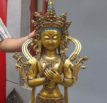 Тибет буддийский храм Бронзовый Gild Лотос Майтрейя kwan-Инь статуя Будды бесплатная доставка 2024 - купить недорого