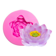 Lótus 3d flor molde de bolo 10cm diy 3d, forma de fondant, ferramentas de decoração de bolo, molde de silicone para doce 2024 - compre barato