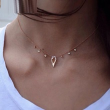 Trendy Geometrical Graph Long Chain Link Teardrop CZ Cuspidal Pendant Necklace Simple Design Women Party Dating Fashion Jewelry 2024 - buy cheap