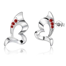 Pendientes chapados en plata Corazón de circonio rojo oscuro con incrustaciones de nueva llegada para mujeres pendientes de joyería de moda/HDTMMJQM RZGGSDPB 2024 - compra barato