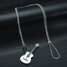 Men Women Rock Guitar Pendant Stainless Steel Necklace Jewelry Musician pendants collares largos de moda 2018 choker fashion 2024 - buy cheap