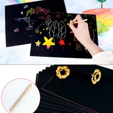 10 hojas de pintura artística sobre papel A4 Magic Scratch con palo de dibujo juguete para regalo para niños 0925 2024 - compra barato
