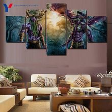 Wow Brothers Demon Illidan Druid Malfurion 5 Panels Wall Art Canvas Prints Game Poster Pictures for Living Room Home Decor 2024 - buy cheap