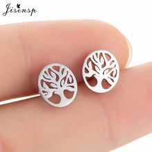 Jisensp Stainless Steel Earrings Round Vintage Life Tree Earring Fashion Jewelry for Women boucle d'oreille femme 2019 2024 - compre barato