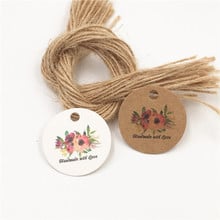 200Pcs/Lot Diameter 3cm Round Hang Tag Label Multiple Patterns Labels Thank You Festivals Luggage Note Tags+200Pcs Hemp Strings 2024 - buy cheap