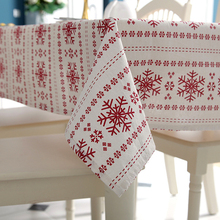 Customizable Linen Cotton Tablecloth Red Snowflakes Christmas Table Cloth for Wedding Banquet Washable Table Cover Textiles 2024 - buy cheap