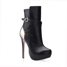 CHMILE CHAU-Zapatos de fiesta de tacón alto de aguja con punta redonda para Mujer, botas de media caña con hebilla, calzado Sexy, 3463BT-c1 2024 - compra barato