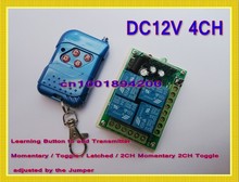 Interruptor de controle remoto de rádio dc12v 4ch, transmissor de relé, código de aprendizagem, fecho momentâneo, 315/433.92mhz 2024 - compre barato