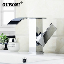 Polish Bathroom Faucet Chrome Brass Waterfall Spout Single Handle Bathroom Mixer Basin Tap Basin Faucet Flat head slim outlet 2024 - buy cheap