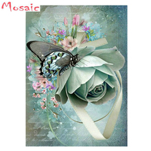 5d faça você mesmo pintura diamante imagem de flor quadrado completo/broca redonda 3d diamante mosaico de resina diamante bordado borboleta 2024 - compre barato