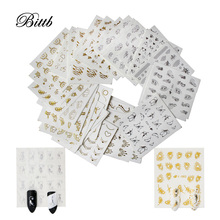 Bittb 30 Pcs/Pack Gold Silver 3D Nail Sticker Mixed Design Metallic Nail Art Decorations Stickers Manicure Tips Nails DIY Decal 2024 - buy cheap