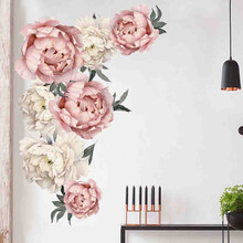 1PC Wall Sticker Peony Rose Flowers Wall Stickers Home Decoration Art Nursery Decals Kids Room Home Decor Wallpaper Poster 2024 - buy cheap