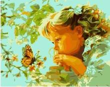 Girl with a butterfly painting by numbers on canvas DIY digital wall figure picture for living room home decor 2024 - buy cheap