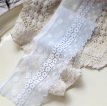 10 meters wholesale high quality beautiful light blue embroidered Elastic lace ribbon trim decorative diy 6.5cm width 2024 - buy cheap