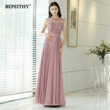 BEPEITHY Pink Long Evening Dresses 2021 Robe De Soiree Vintage Prom Dress With Belt Vestido De Festa Evening Gowns 2024 - buy cheap