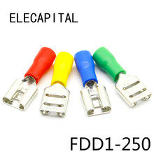 FDD1-250 Female Insulated Electrical Crimp Terminal for 22-16 AWG Connectors Cable Wire Connector 100PCS/Pack FDD1.25-250 FDD 2024 - buy cheap