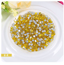 Lemon yellow AAA crystal glass 3D nail art loose rhinestones,ss3-ss34(1.3mm-7mm) Non Hotfix Glitter Nail Stones 2024 - buy cheap