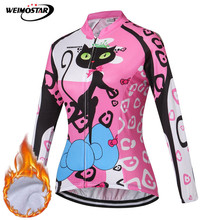 Weimostar-camiseta feminina para ciclismo, "camiseta para ciclismo, lã térmica, para inverno, roupa para mountain bike, à prova de vento, camiseta rosa, roupa de ciclismo 2024 - compre barato